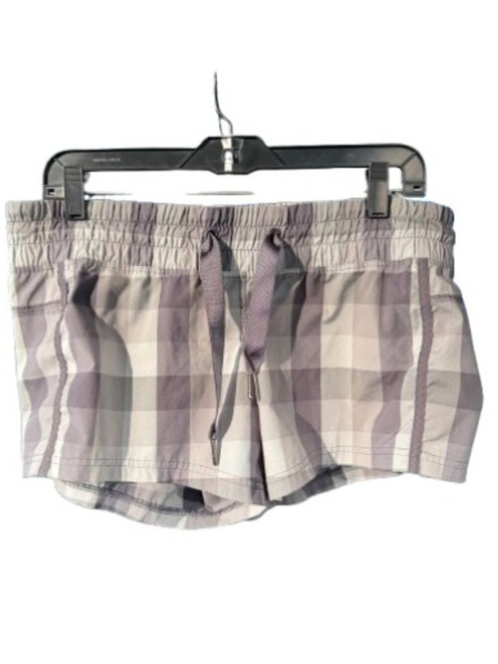 Lululemon Leader of the Track plaid running shorts grey women's size 6